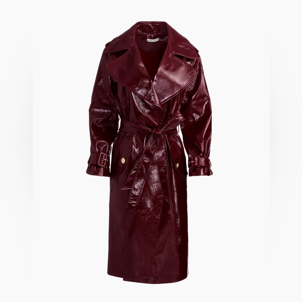 Alice and Olivia NEVADA VEGAN TRENCH COAT color|Oxblood - Picture 3 of 9